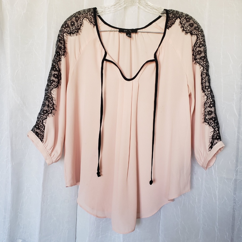 BCX Pink with Black Lace Details